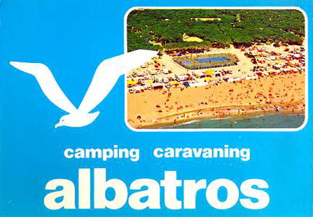 Tarjeta publicitaria del camping Albatros de Gavà Mar